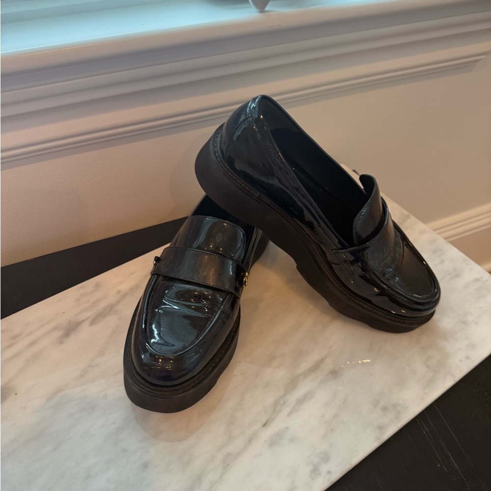 Stuart Weitzman Black Patent Leather Loafers